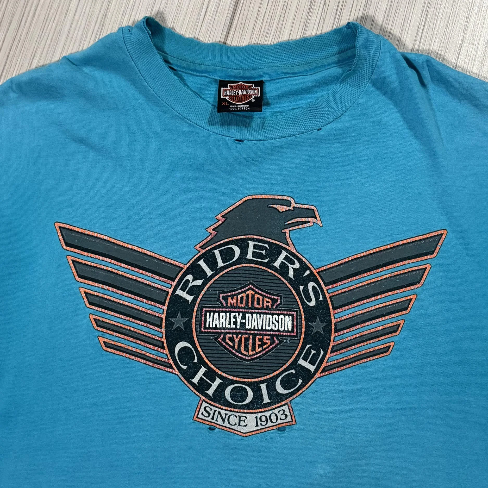 Vintage Harley Davidson Riders Choice Teal T Shirt (Size XL